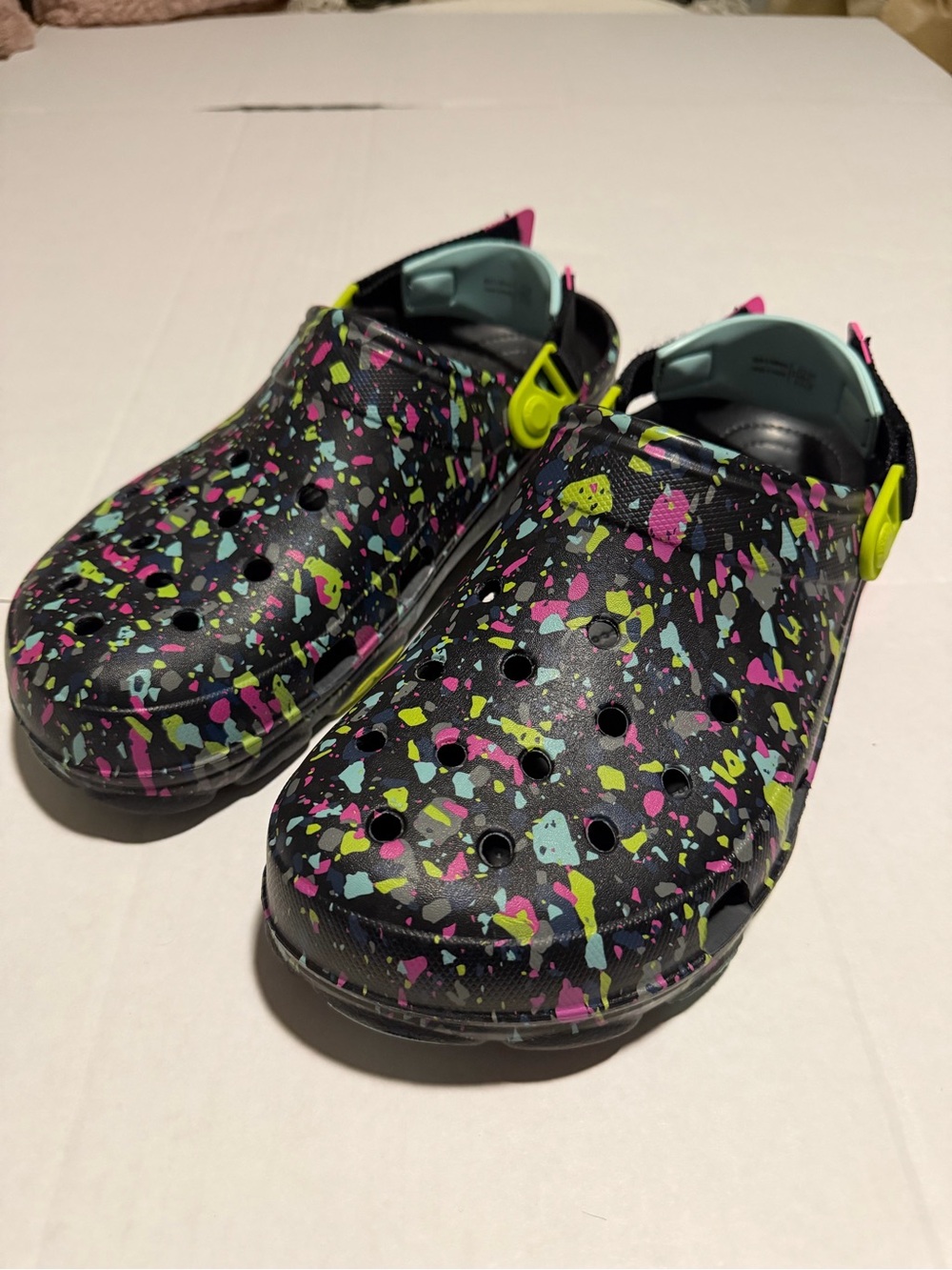 Crocs Duet Sport Black Multicolor Splatter Clogs Men’s Size 13